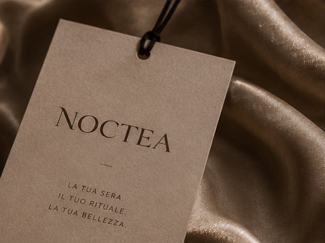 NOCTEA tag on silk