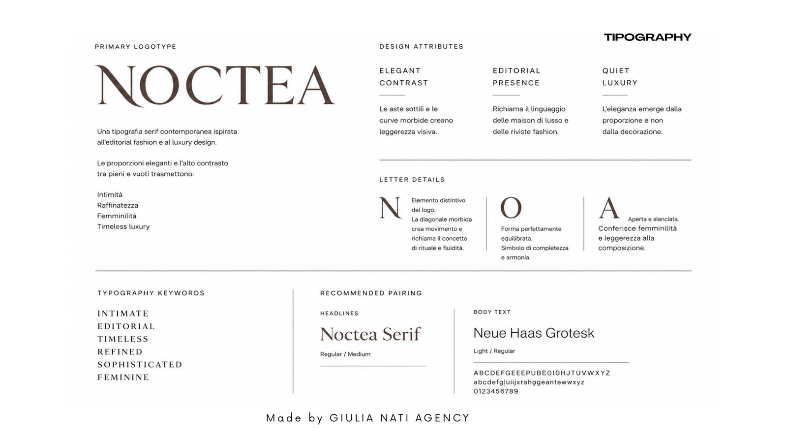 NOCTEA brand typography