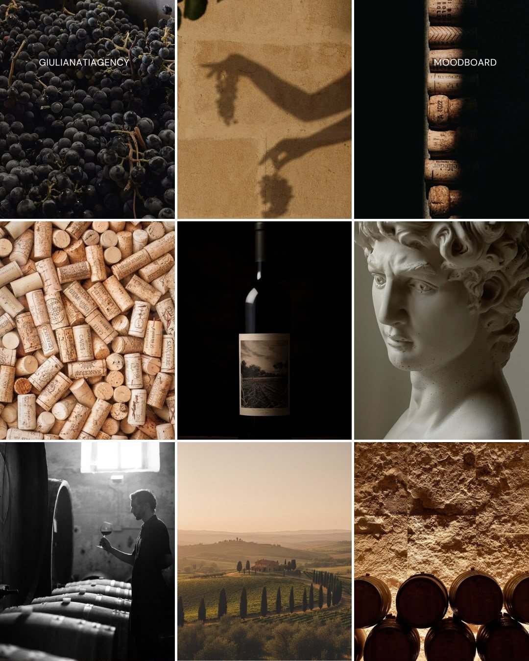Feed Instagram curato dalla Giulia Nati Agency: Moodboard per un vino