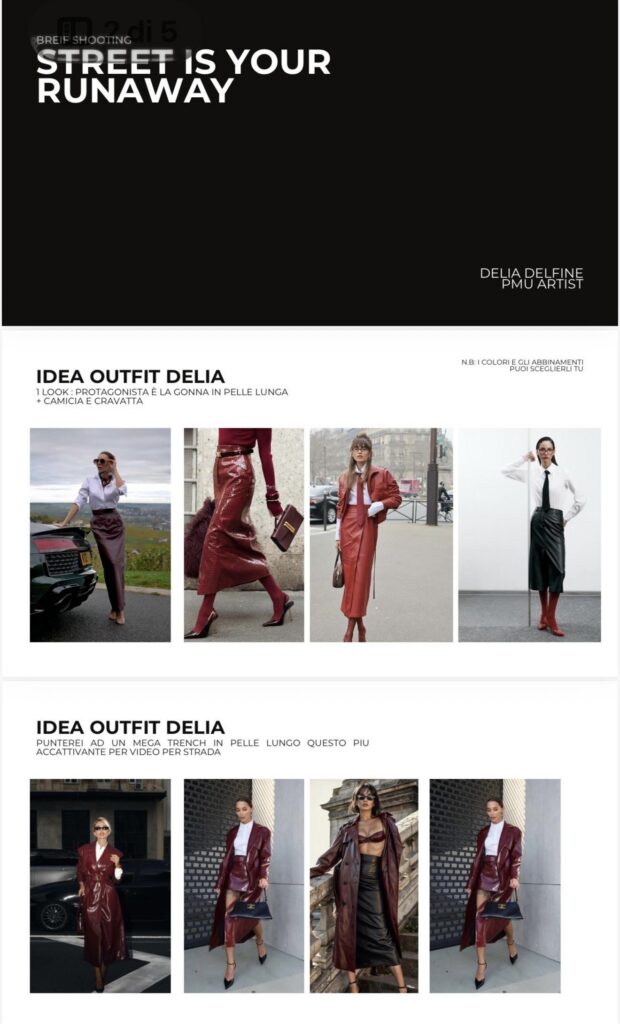 Moodboard strategica con idee outfit per un progetto